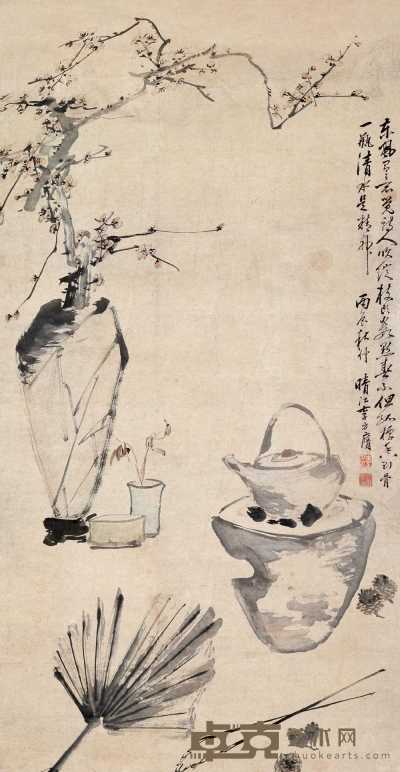 李方膺 1736年作 煮茶图 立轴 136×72cm